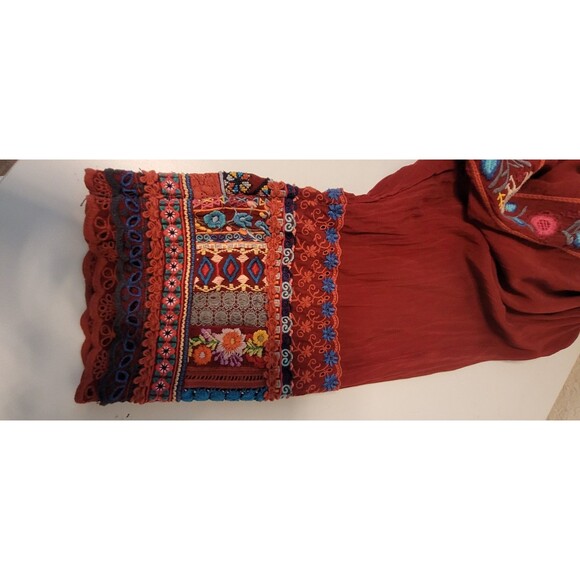 JOHNNY WAS 3x RED Tunic Embroidered Cupra - long sleeve Shirt Blouse Top HOLIDAY - Picture 10 of 10